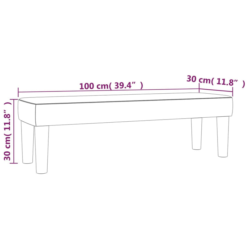 vidaXL fekete szövet pad 100 x 30 x 30 cm
