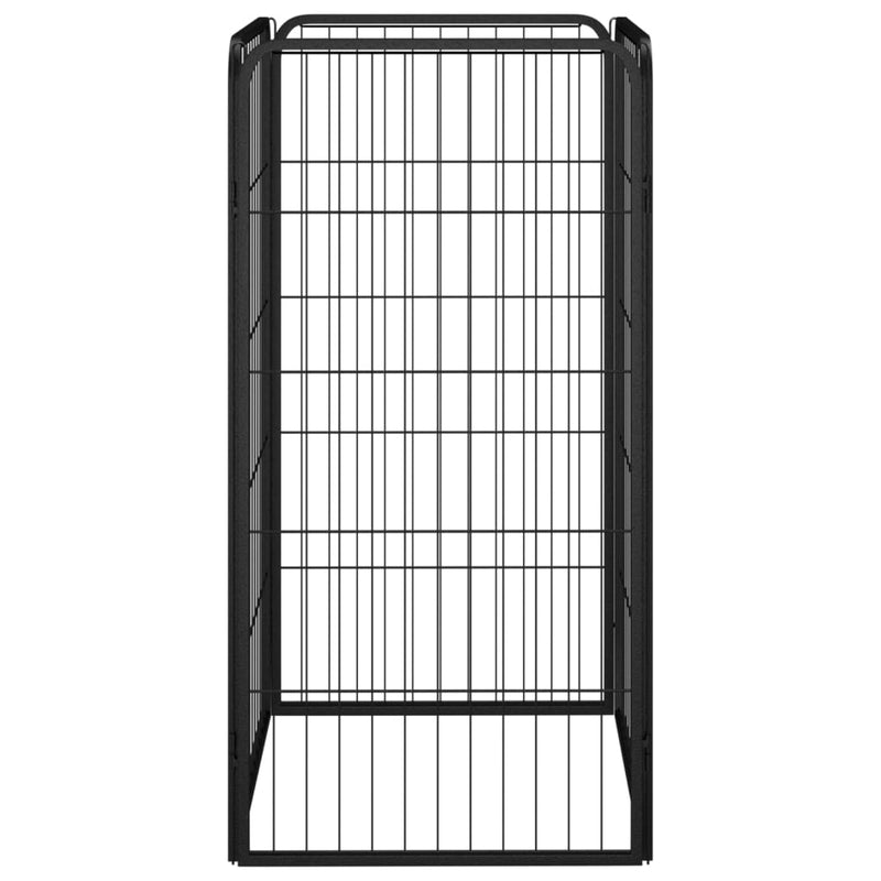 vidaXL 4 paneles fekete porszórt acél kutyakernel 50 x 100 cm