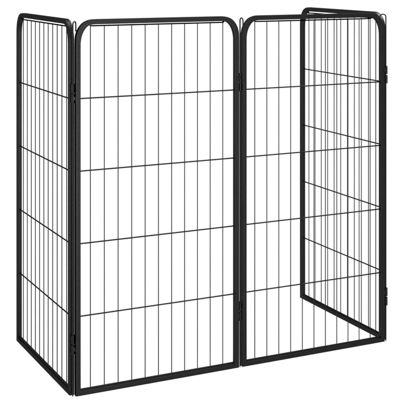 vidaXL 4 paneles fekete porszórt acél kutyakernel 50 x 100 cm