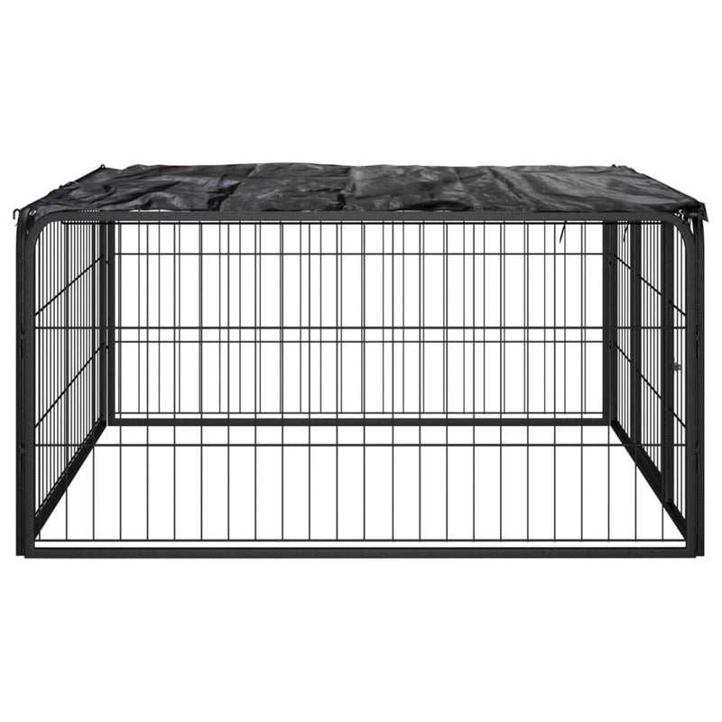 vidaXL 4 paneles fekete porszórt acél kutya járóka 100 x 50 cm
