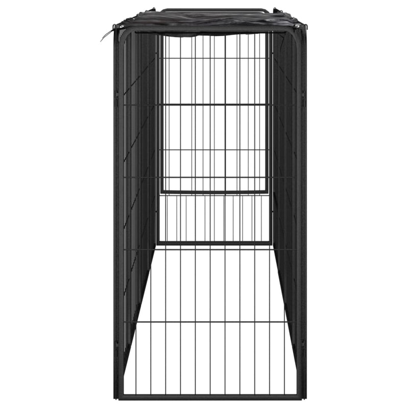 vidaXL 10-paneles fekete porszórt acél kutyakennel 50 x 100 cm