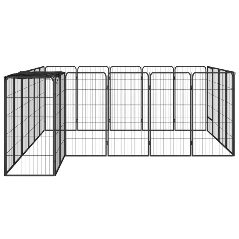 vidaXL 22-paneles fekete porszórt acél kutyakennel 50 x 100 cm