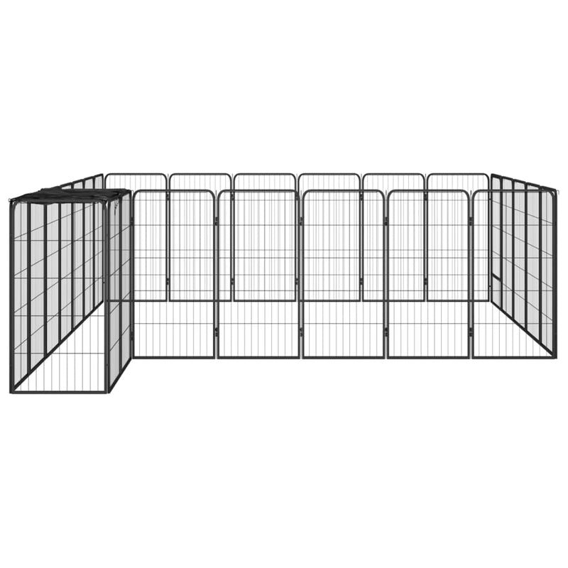 vidaXL 26-paneles fekete porszórt acél kutyakennel 50 x 100 cm