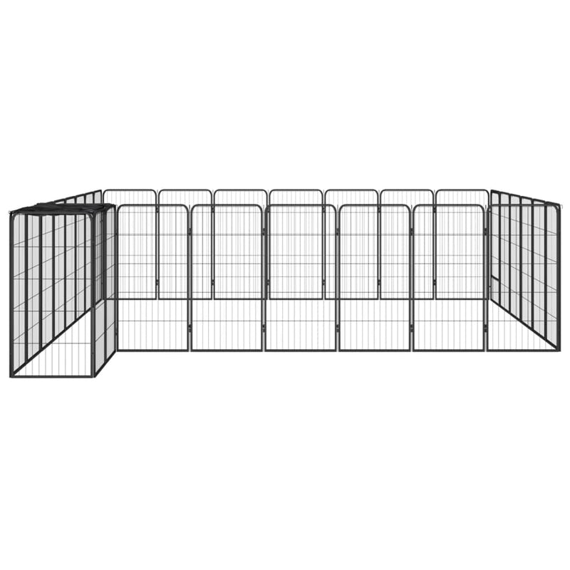vidaXL 30-paneles fekete porszórt acél kutyakennel 50 x 100 cm