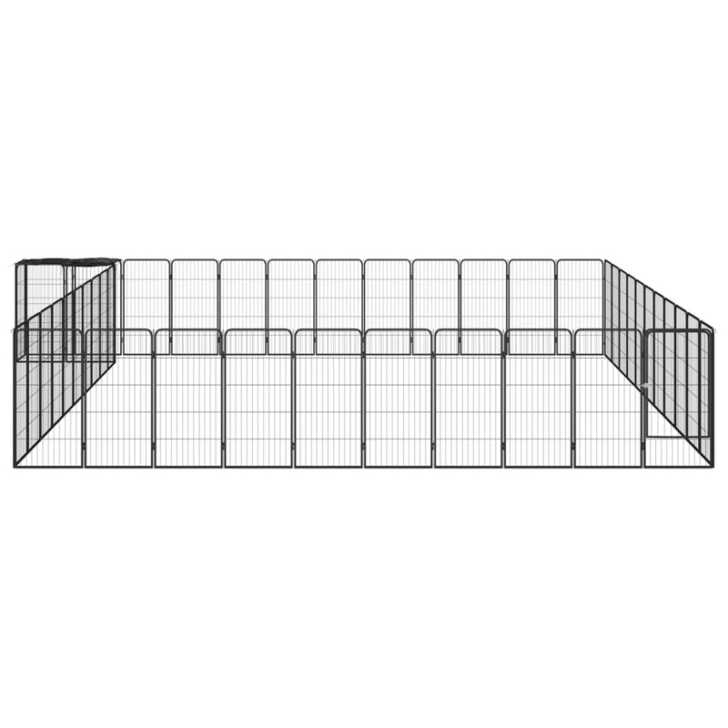 vidaXL 46-paneles fekete porszórt acél kutyakennel 50 x 100 cm
