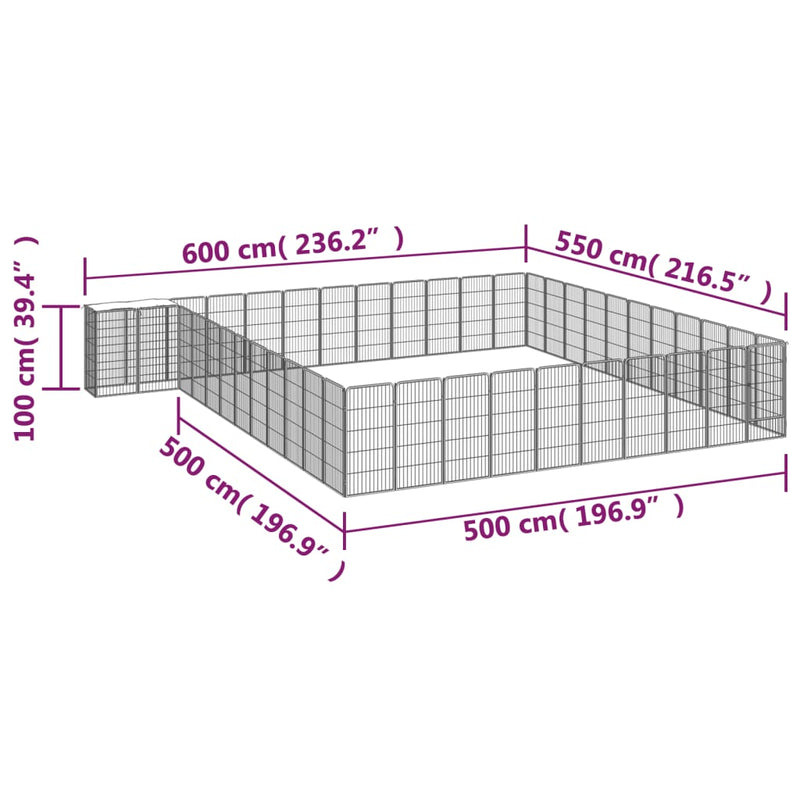 vidaXL 46-paneles fekete porszórt acél kutyakennel 50 x 100 cm