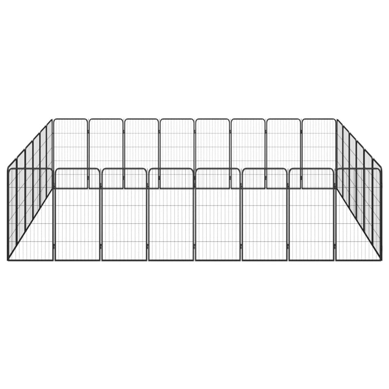 vidaXL 28-paneles fekete porszórt acél kutyakennel 50 x 100 cm