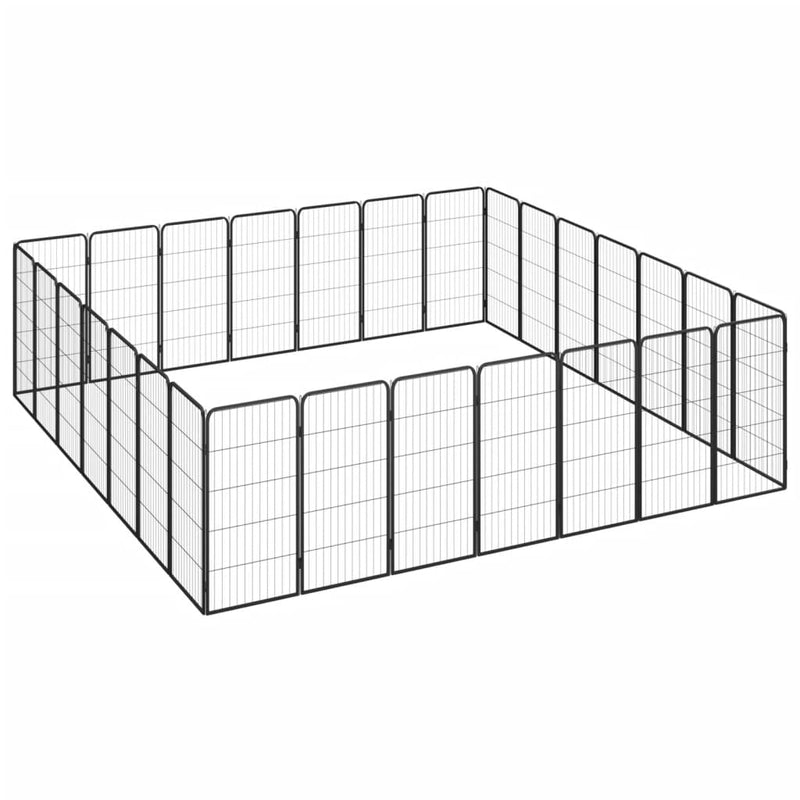 vidaXL 28-paneles fekete porszórt acél kutyakennel 50 x 100 cm