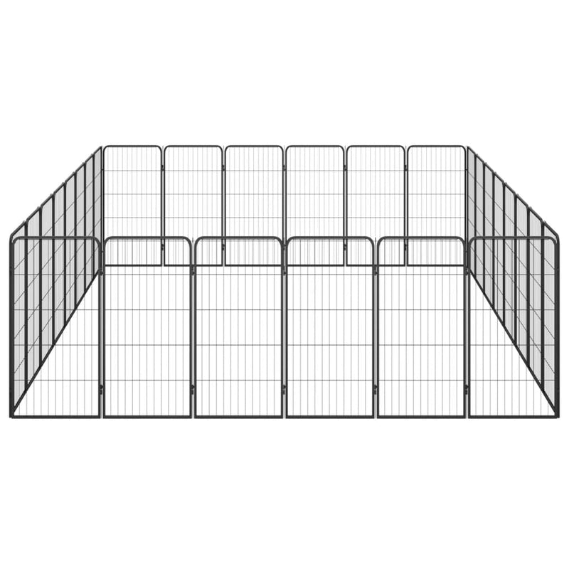 vidaXL 28-paneles fekete porszórt acél kutyakennel 50 x 100 cm