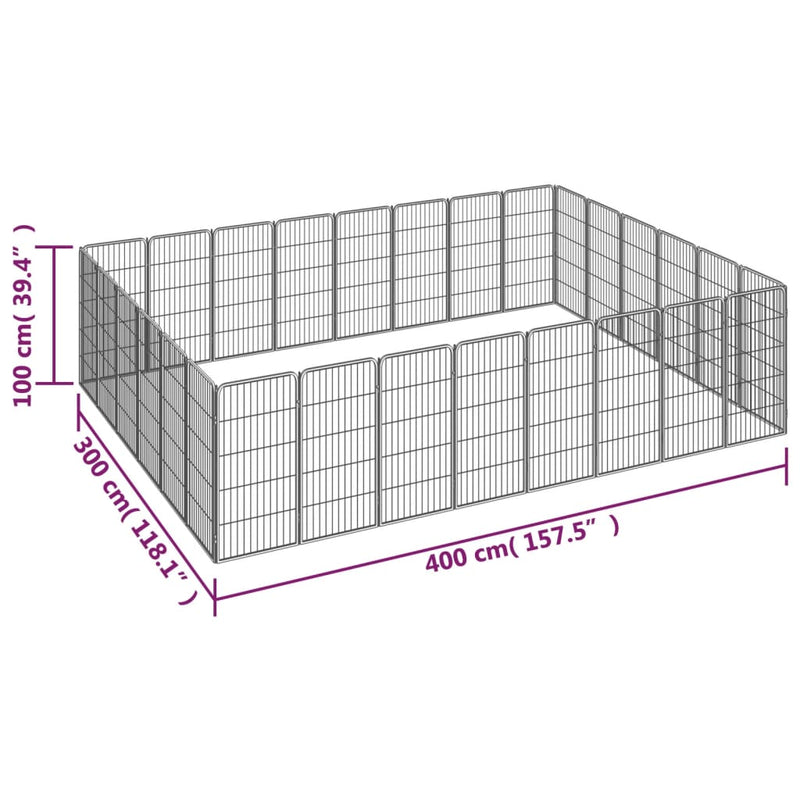 vidaXL 28-paneles fekete porszórt acél kutyakennel 50 x 100 cm