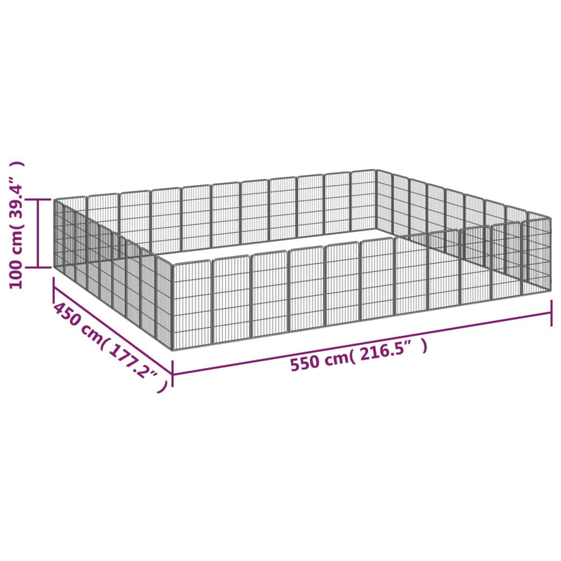 vidaXL 40-paneles fekete porszórt acél kutyakennel 50 x 100 cm