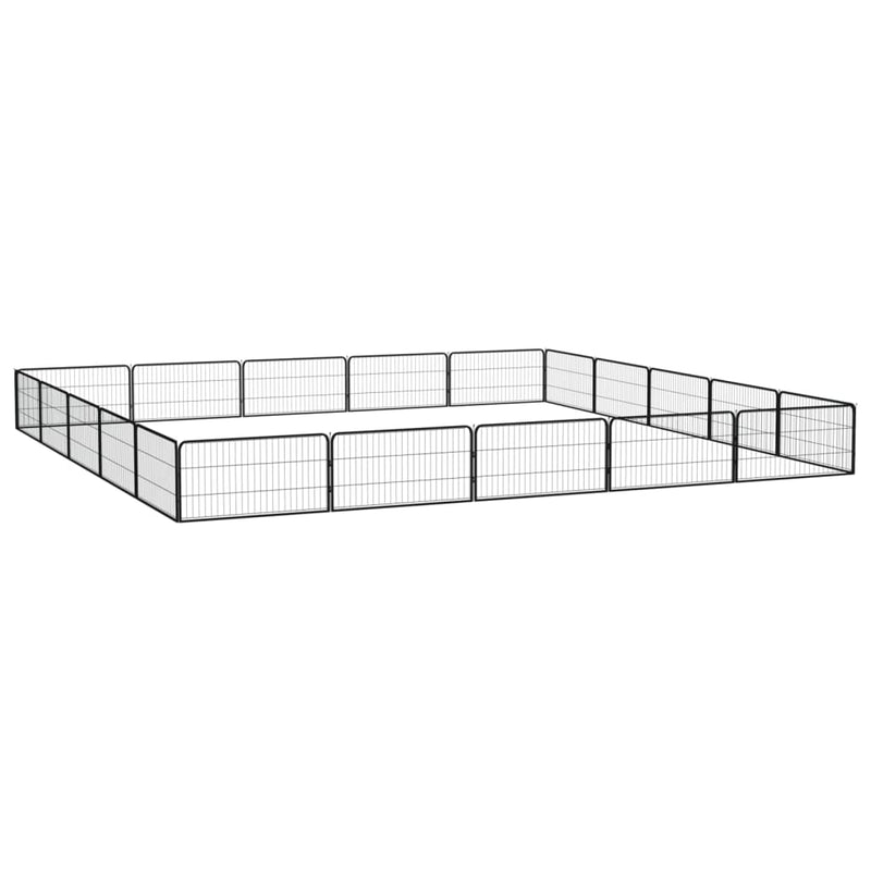 vidaXL 20-paneles fekete porszórt acél kutyakennel 100 x 50 cm
