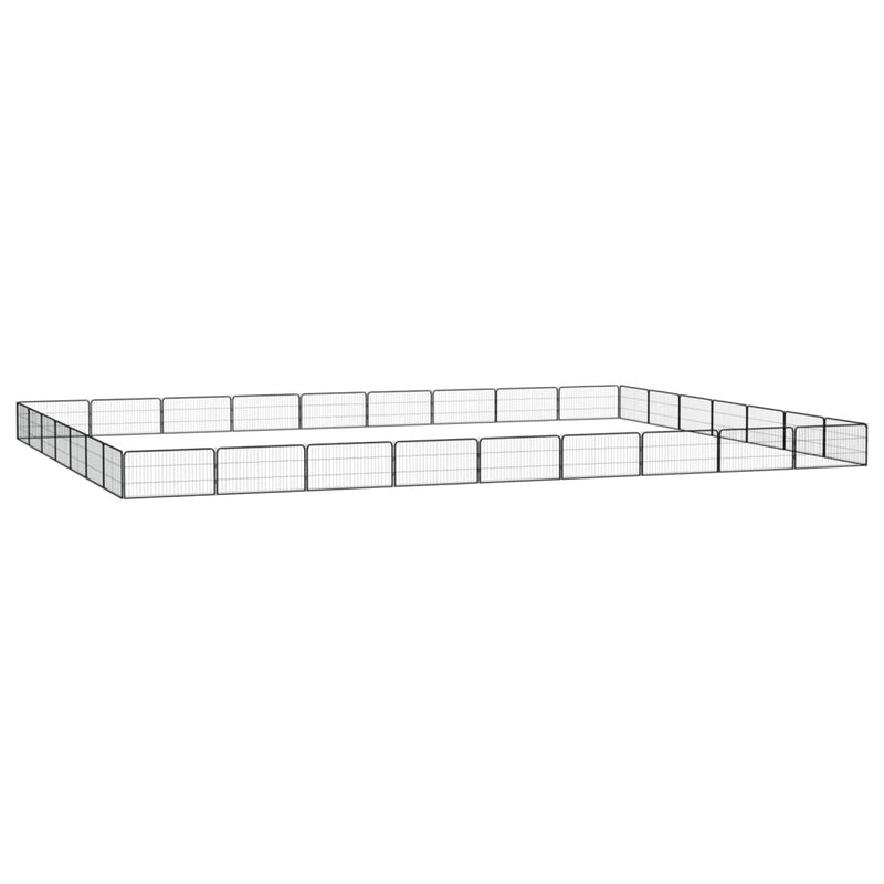 vidaXL 32-paneles fekete porszórt acél kutyakennel 100 x 50 cm