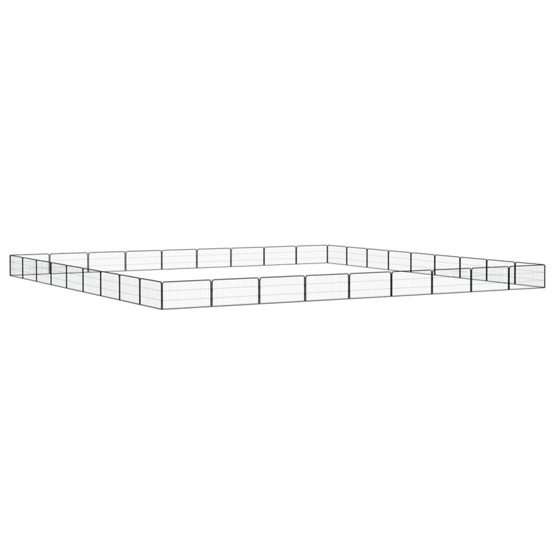 vidaXL 36-paneles fekete porszórt acél kutyakennel 100 x 50 cm