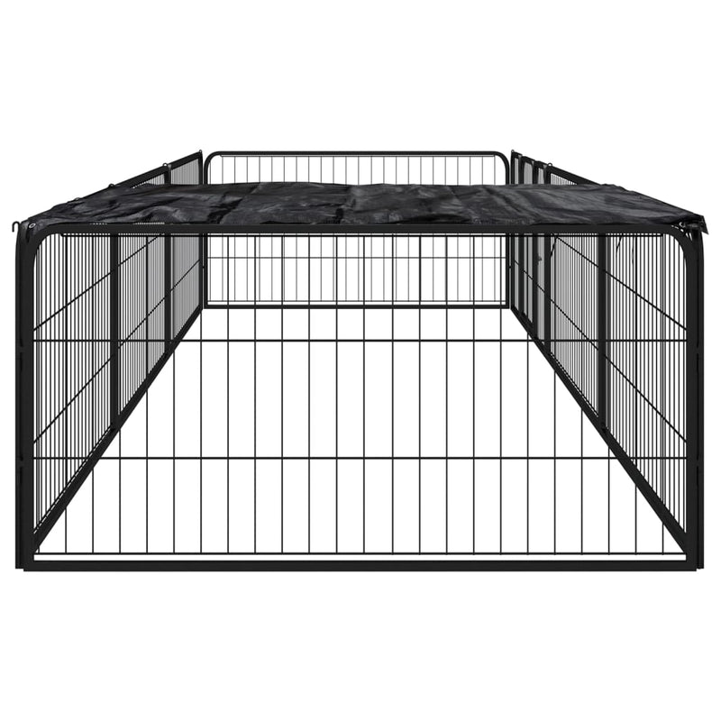 vidaXL 8-paneles fekete porszórt acél kutyakennel 100 x 50 cm