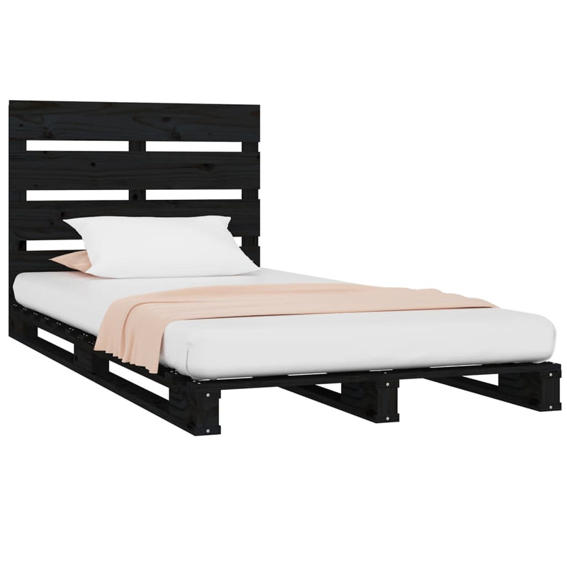 vidaXL fekete tömör fenyőfa ágykeret 75x190 cm (Small Single)