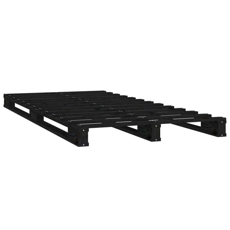 vidaXL fekete tömör fenyőfa ágykeret 75x190 cm (Small Single)