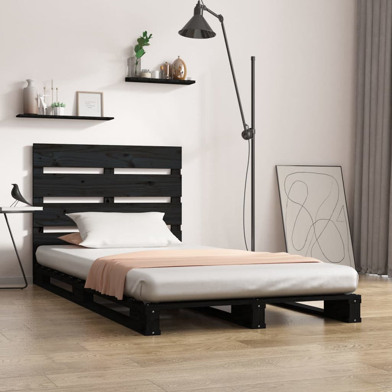 vidaXL fekete tömör fenyőfa ágykeret 75x190 cm (Small Single)
