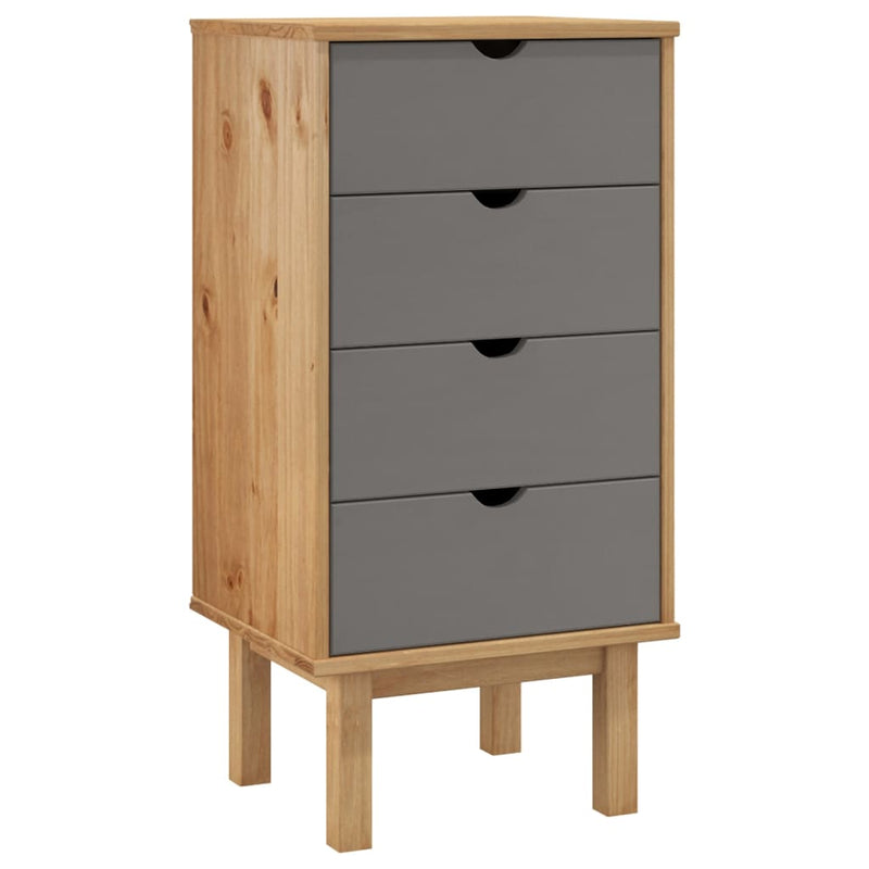 vidaXL OTTA barna és szürke tömör fenyőfa fiókos szekrény 45x39x90 cm