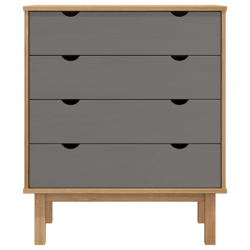 vidaXL OTTA barna-szürke tömör fenyőfa éjjeliszekrény 76,5x39,5x90 cm