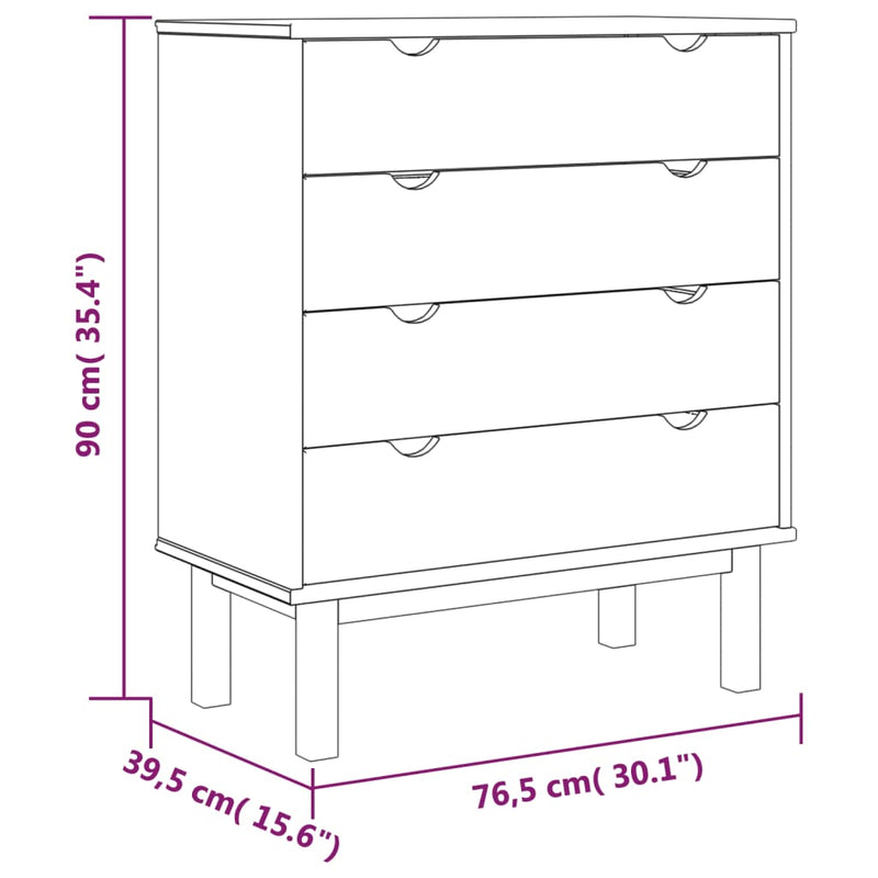 vidaXL OTTA barna-szürke tömör fenyőfa éjjeliszekrény 76,5x39,5x90 cm