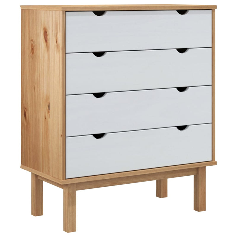 vidaXL OTTA barna-fehér tömör fenyőfa fiókos szekrény 76,5x39,5x90 cm