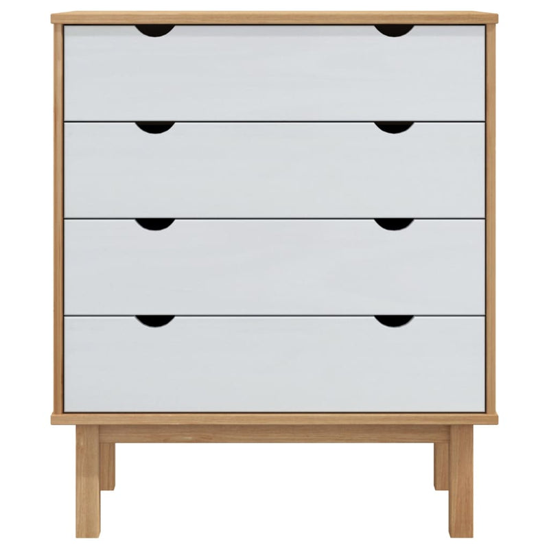vidaXL OTTA barna-fehér tömör fenyőfa fiókos szekrény 76,5x39,5x90 cm