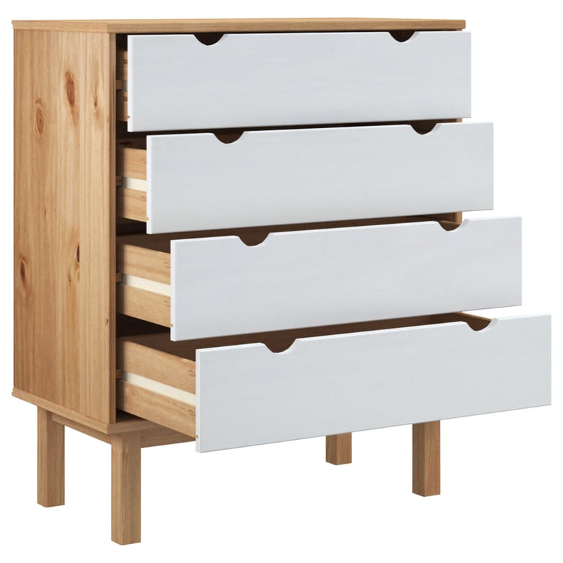 vidaXL OTTA barna-fehér tömör fenyőfa fiókos szekrény 76,5x39,5x90 cm