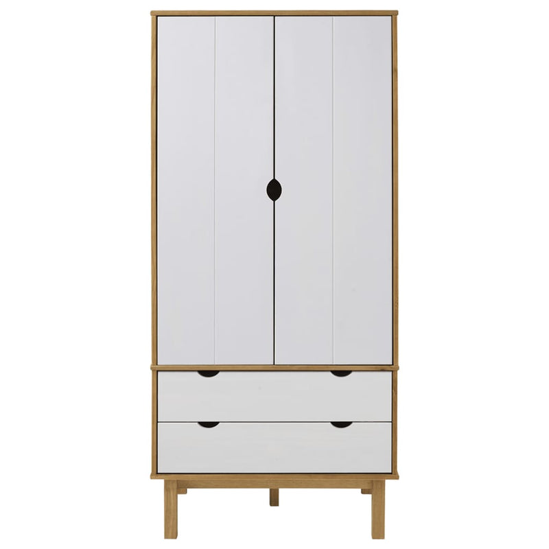 vidaXL OTTA barna és fehér tömör fenyőfa gardrób 76,5 x 53 x 172 cm