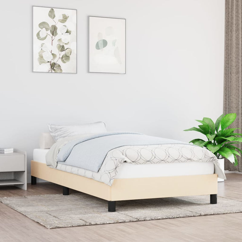 vidaXL krémszínű szövet ágykeret matrac nélkül 100x200 cm