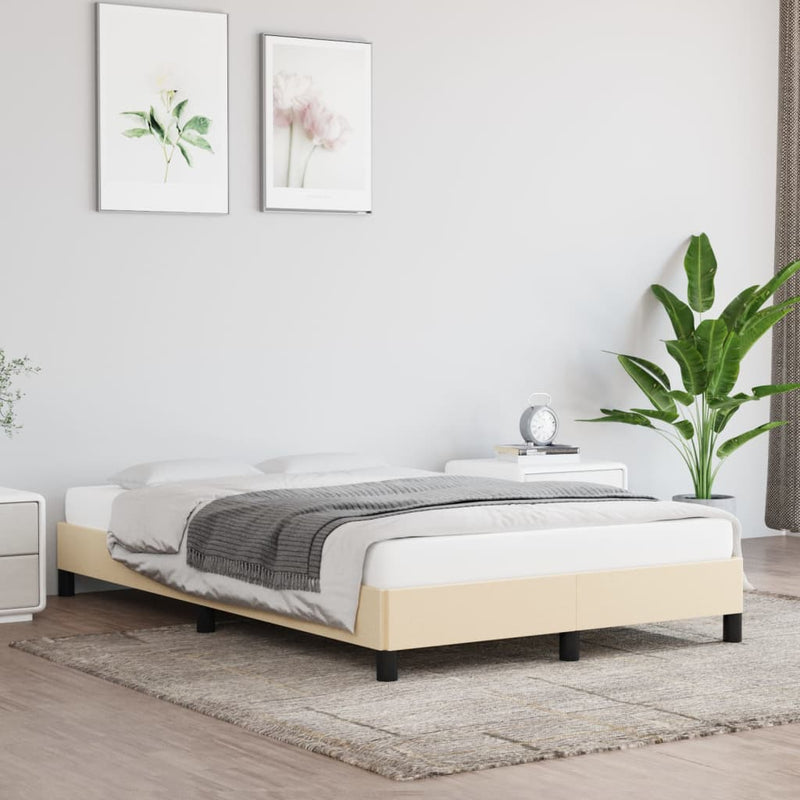 vidaXL krémszínű szövet ágykeret matrac nélkül 120x200 cm