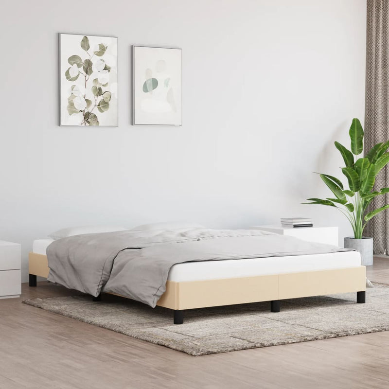 vidaXL krémszínű szövet ágykeret matrac nélkül 140 x 190 cm