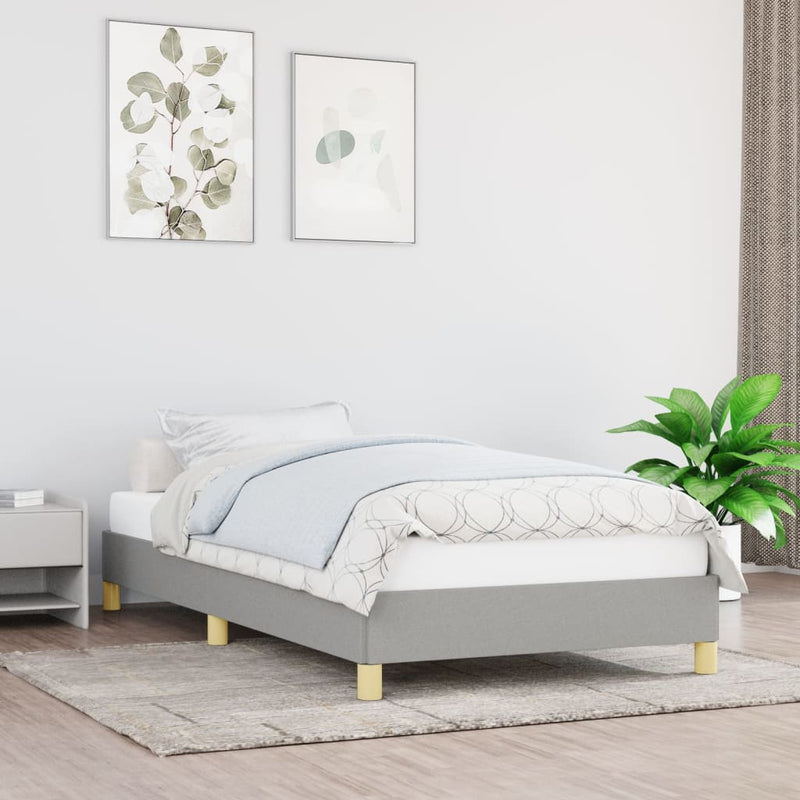 vidaXL világosszürke szövet ágykeret matrac nélkül 90x200 cm