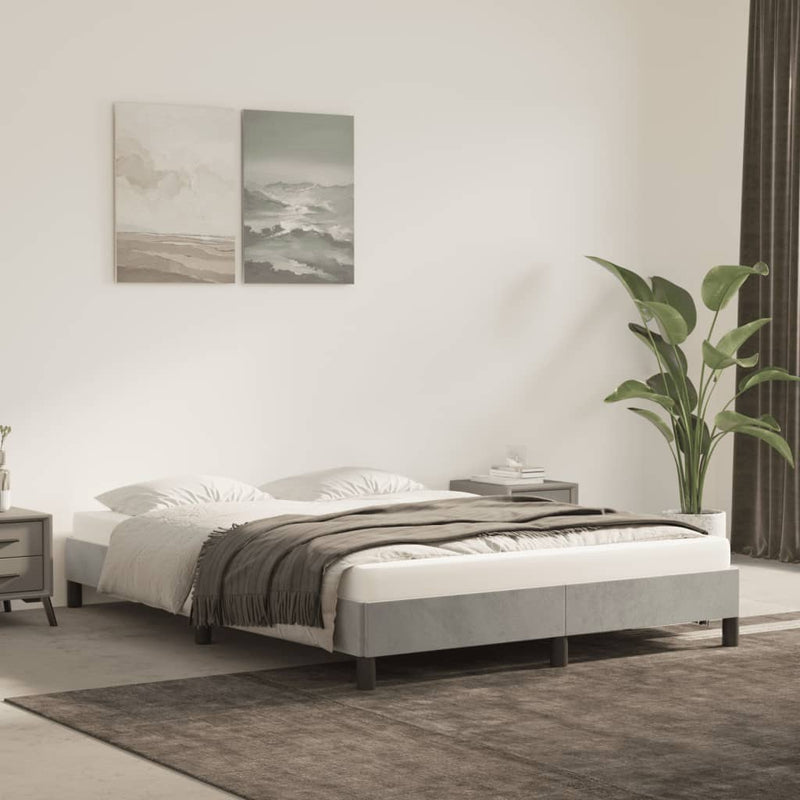 vidaXL világosszürke bársony ágykeret matrac nélkül 140x200 cm