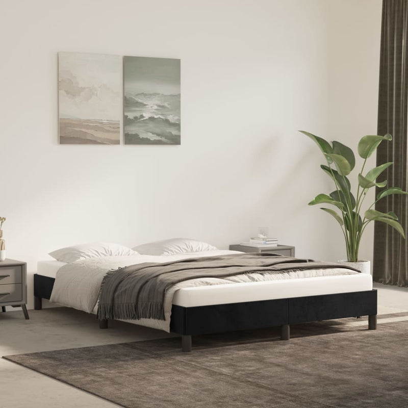 vidaXL fekete bársony ágykeret matrac nélkül 140x200 cm