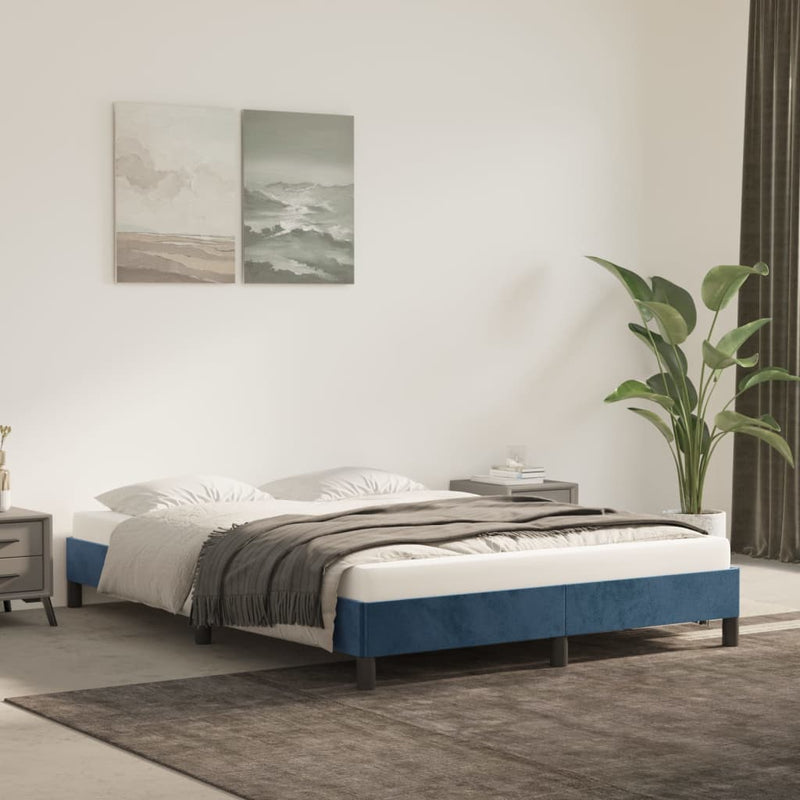 vidaXL sötétkék bársony ágykeret matrac nélkül 140x200 cm