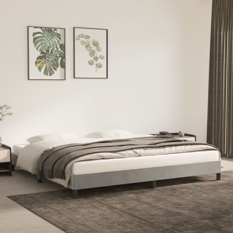 vidaXL világosszürke bársony ágykeret matrac nélkül 200 x 200 cm