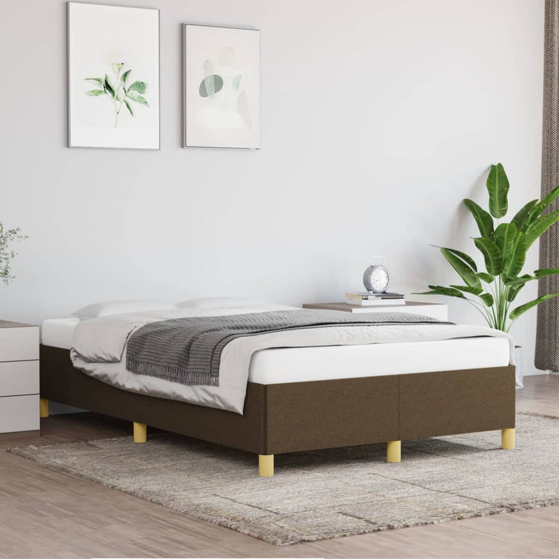 vidaXL sötétbarna szövet ágykeret matrac nélkül 120x200 cm