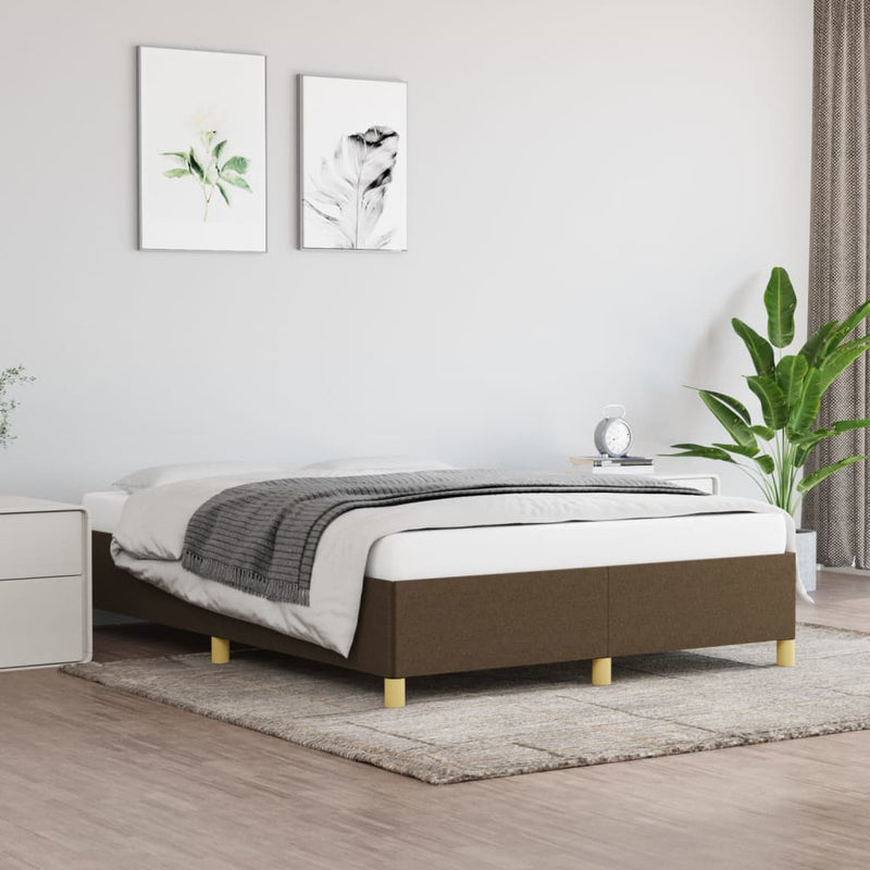 vidaXL sötétbarna szövet ágykeret matrac nélkül 140 x 200 cm