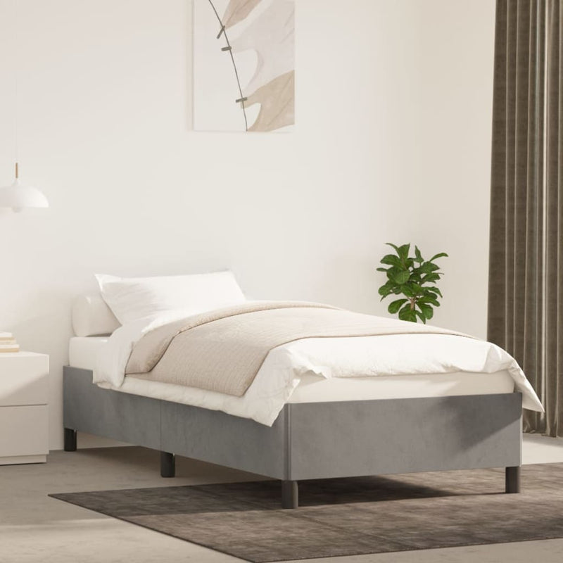 vidaXL világosszürke bársony ágykeret matrac nélkül 100x200 cm
