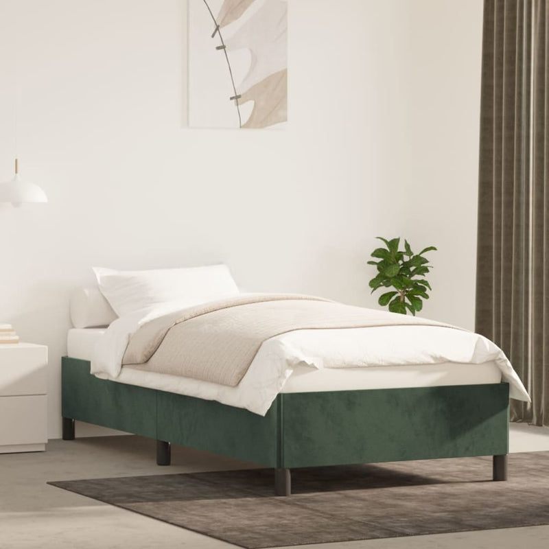 vidaXL sötétzöld bársony ágykeret matrac nélkül 100x200 cm