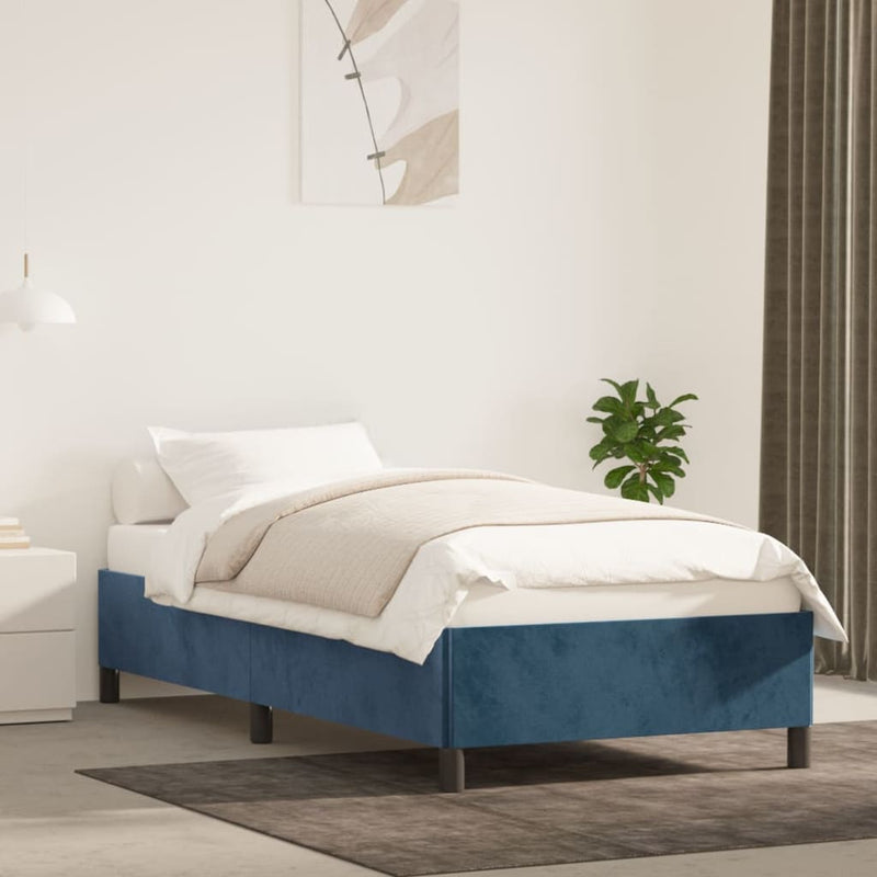 vidaXL sötétkék bársony ágykeret matrac nélkül 100x200 cm