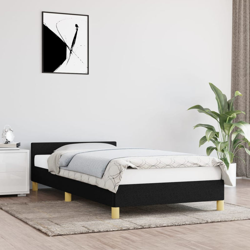 vidaXL fekete szövet ágykeret fejtámlával matrac nélkül 80 x 200 cm