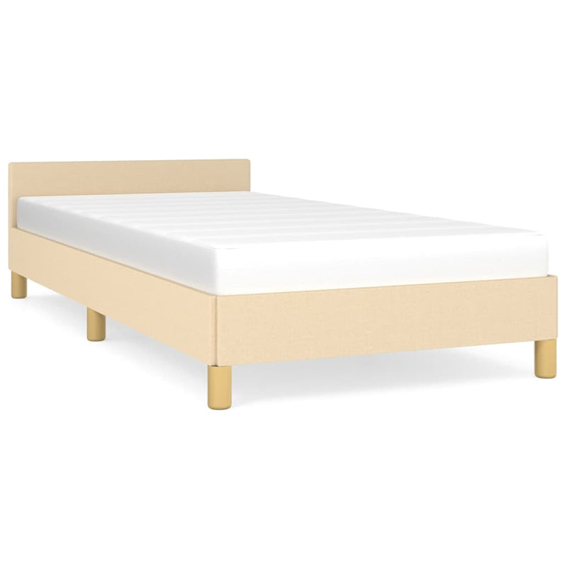 vidaXL krémszínű szövet ágykeret fejtámlával matrac nélkül 90x200 cm