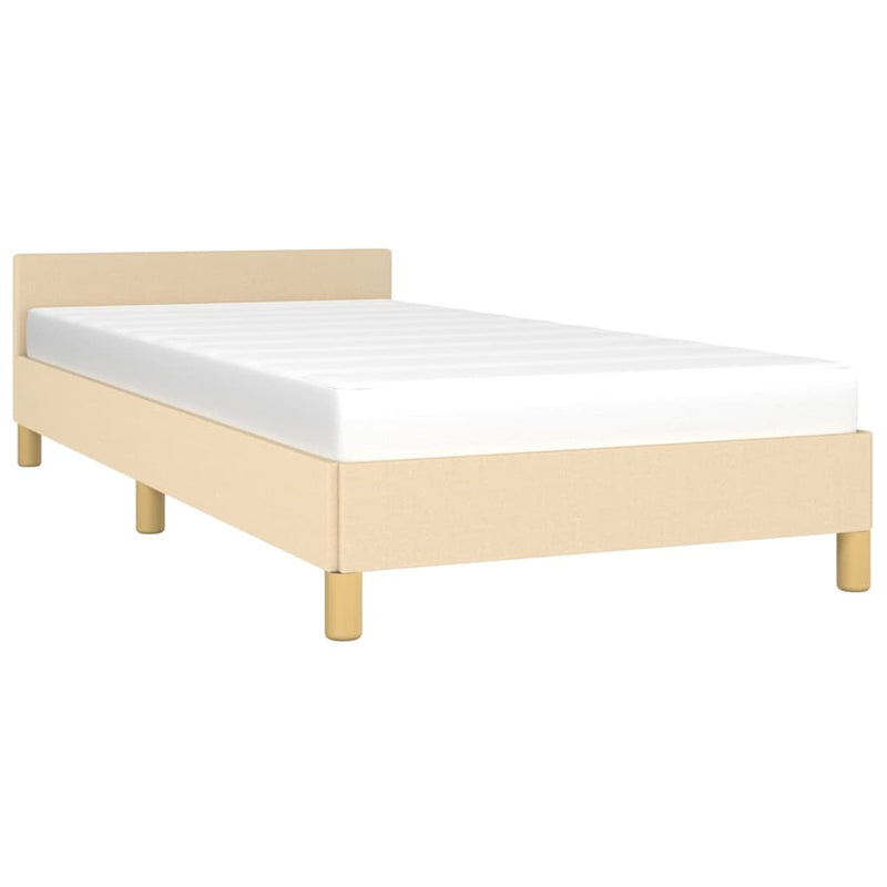vidaXL krémszínű szövet ágykeret fejtámlával matrac nélkül 90x200 cm