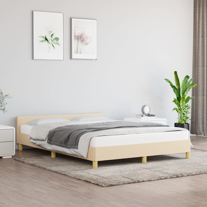vidaXL krémszínű szövet ágykeret matrac nélkül 140 x 190 cm