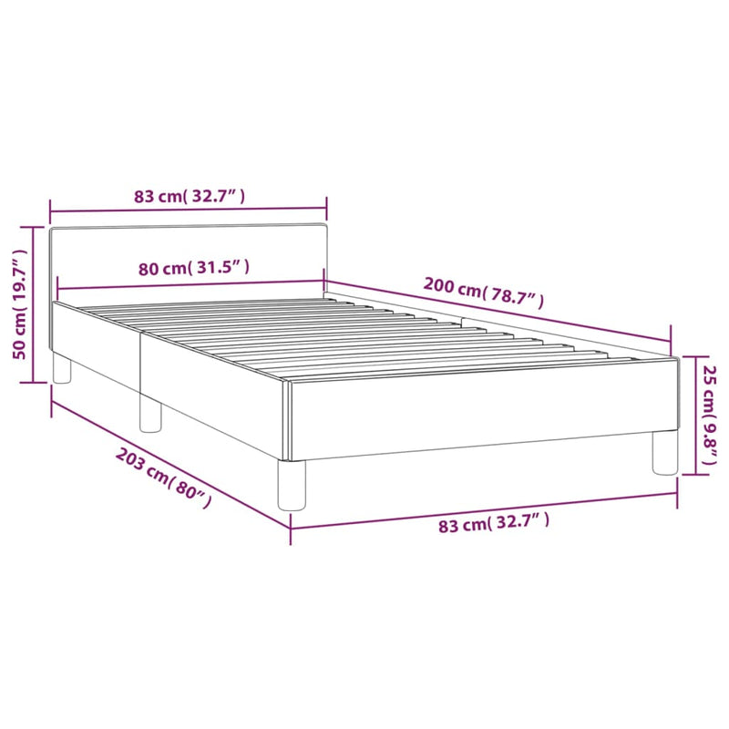 vidaXL fekete ágykeret fejtámlával matrac nélkül 80 x 200 cm
