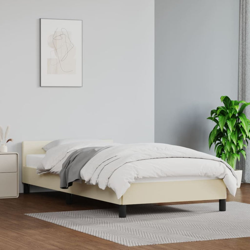 vidaXL krémszínű ágykeret fejtámlával matrac nélkül 90x190 cm
