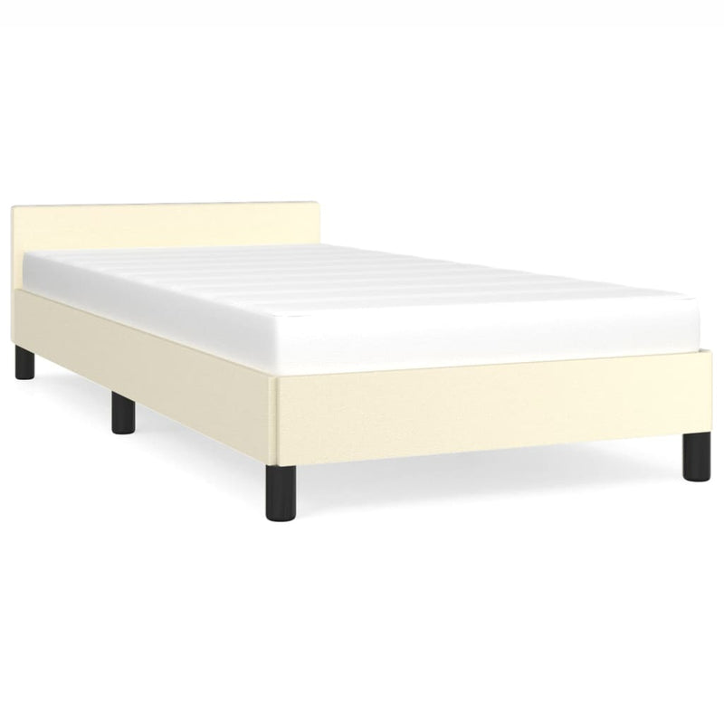 vidaXL krémszínű ágykeret fejtámlával matrac nélkül 90x200 cm