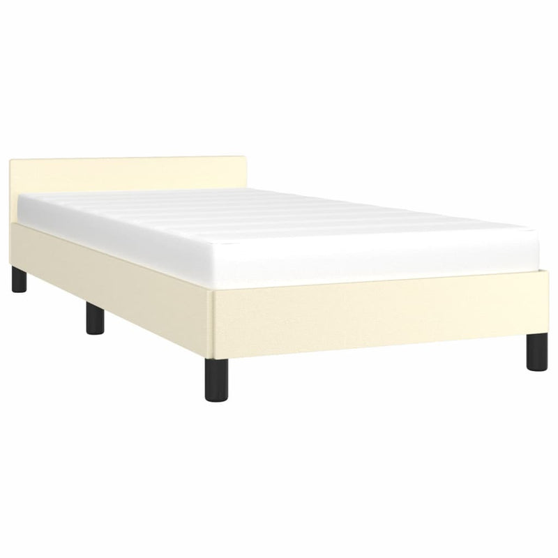 vidaXL krémszínű ágykeret fejtámlával matrac nélkül 90x200 cm
